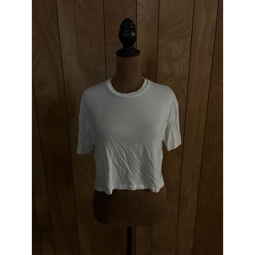 Rachel Purcell Women’s White Cropped T-shirt Basic Short Sleeve Size XS